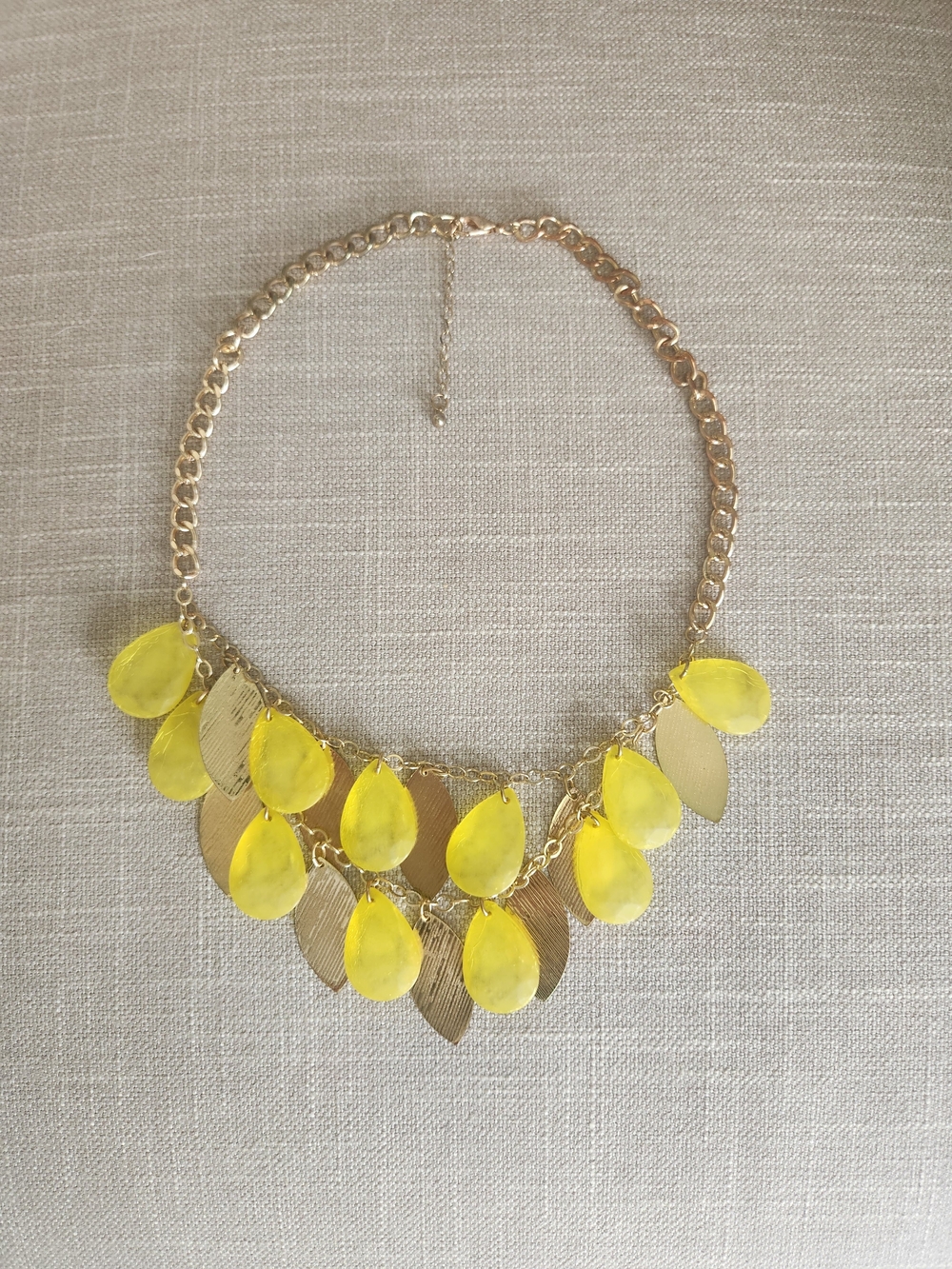 Gold-Plated Necklace with Yellow Teardrop Charms